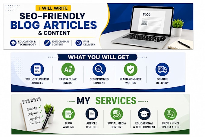 write simple blog articles and social media content