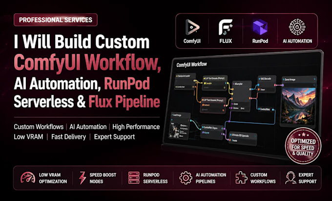 build custom comfyui workflow, ai automation, runpod serverless flux pipeline