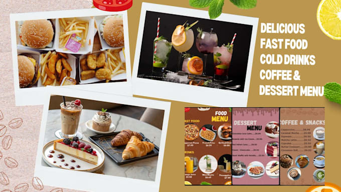 design editable cafe, restaurant and drink menu cards