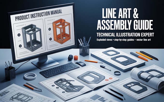 do product instruction manual, line art and assembly instruction