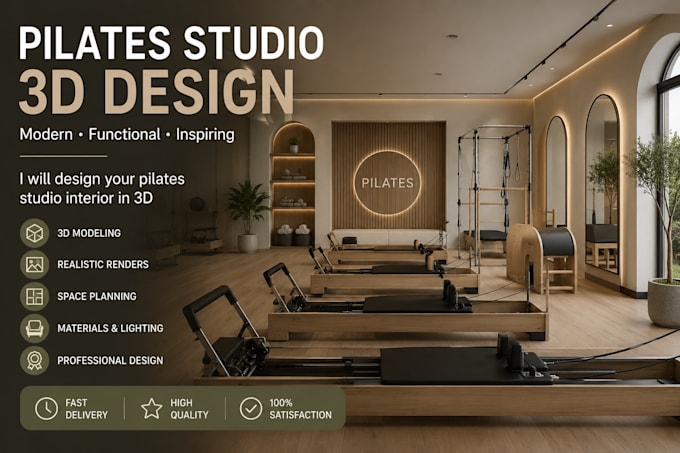 design your pilates studio interior in 3d