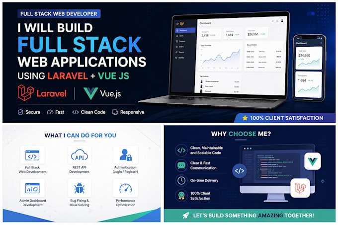 develop a custom laravel and vue js web application