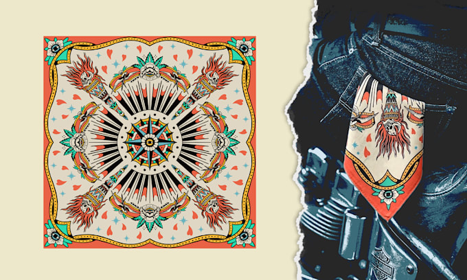 custom scarf bandana pattern design for fabric print
