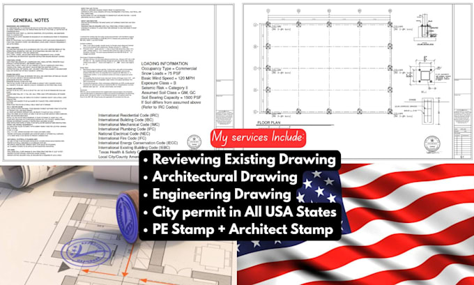 draw and stamp architectural drawing engineering drawing city permit mep