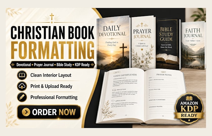 format christian book, devotional, prayer journal and bible study for amazon KDP