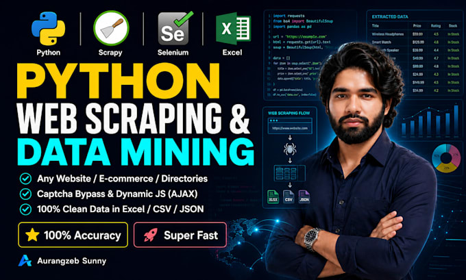 do python web scraping, data scraping, and data mining