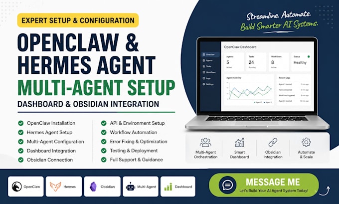 fix setup install open claw hermes agent multi agent openclaw dashboard obsidian