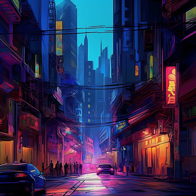 do cyberpunk city and city design