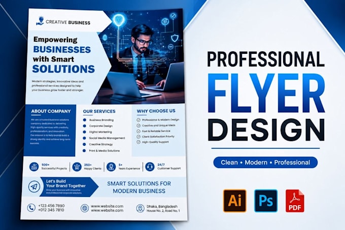 create professional eye catching bi fold tri fold brochure and flyer design