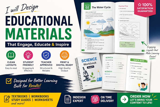 do professional science workbook textbook worksheet indesign educational layout