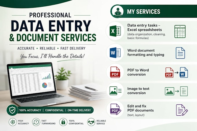 do data entry, word formatting and PDF to word conversion