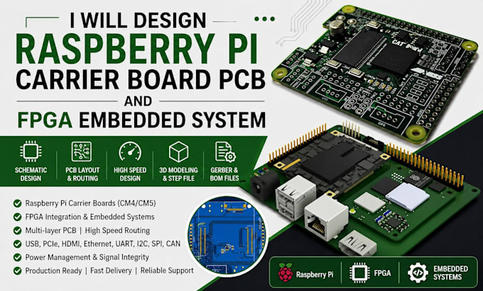 design raspberry pi carrier board pcb, fpga and embedded system pcb