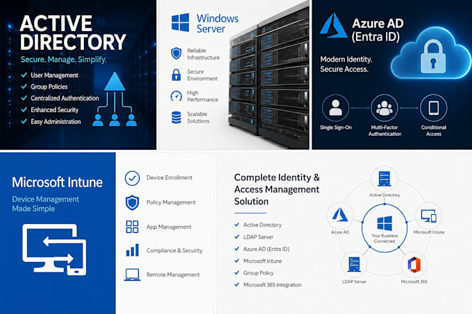 setup active directory, ldap server, azure ad and microsoft intune