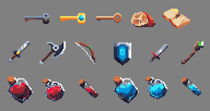 create pixel art item icons for your 2d game
