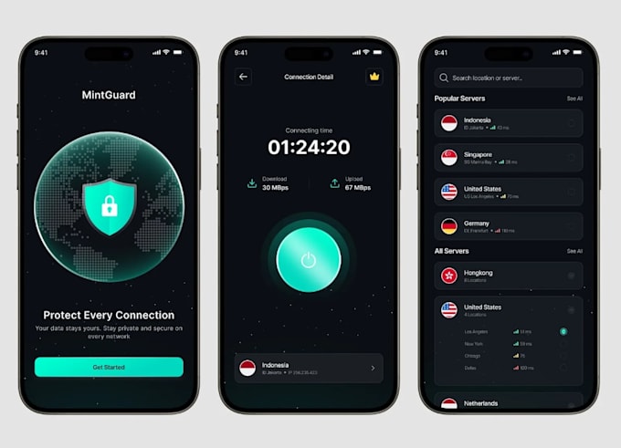 develop vpn app with admin panel, in app purchases, admob ads