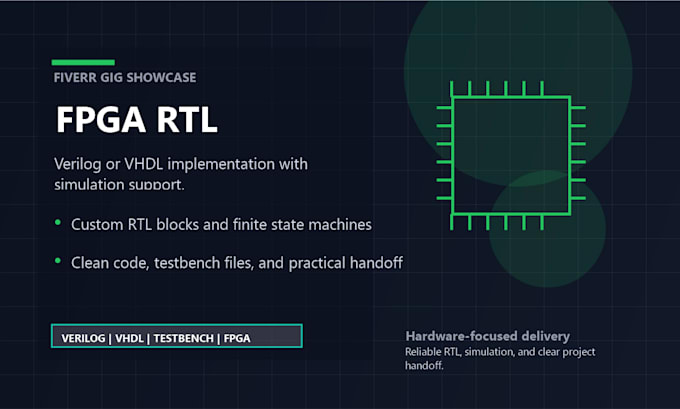 design fpga rtl in verilog or vhdl with simulation and testbench