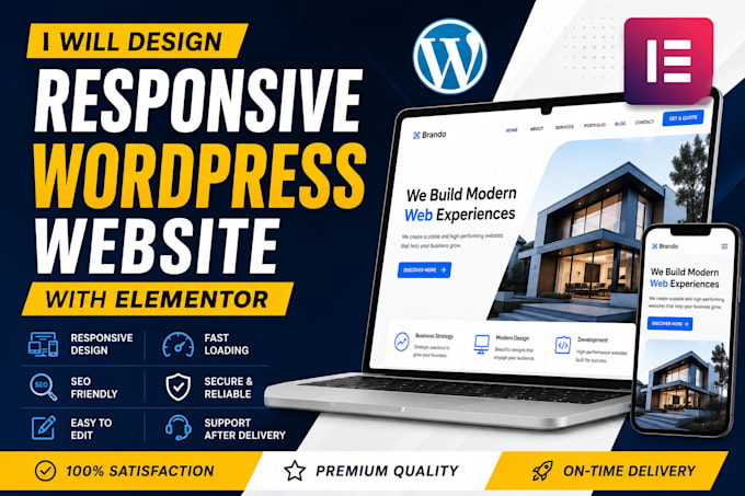 design responsive wordpress website with elementor