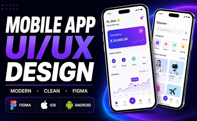 Design modern mobile app ui ux in figma for ios and android by ...