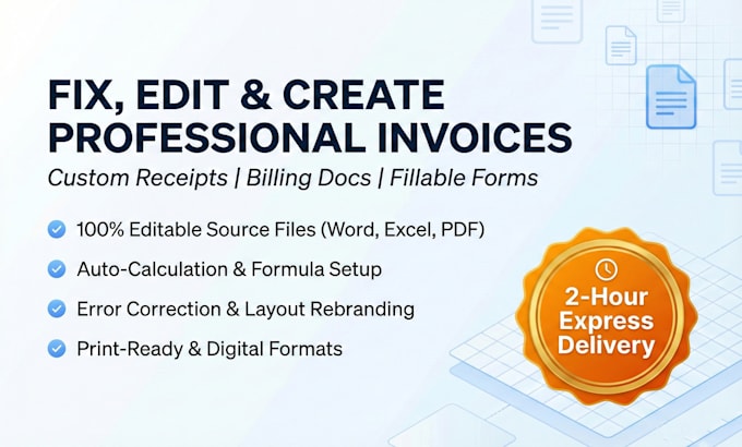professionally editable and create any invoice, receipt, billing doc