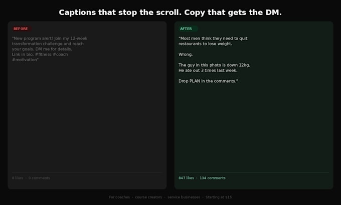 write high converting instagram captions for coaches and course creators