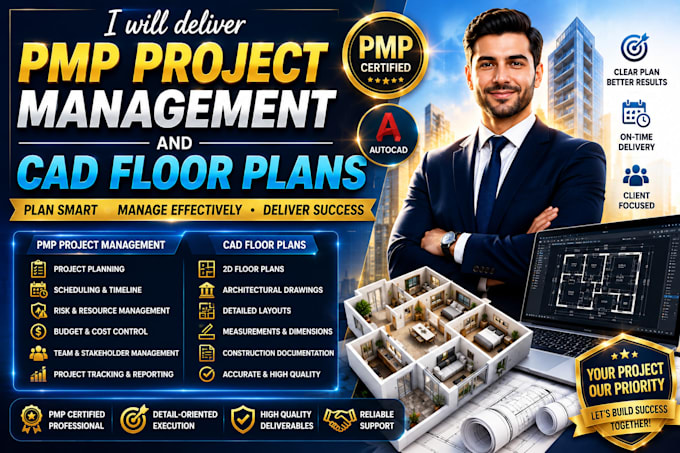 deliver pmp project management cad floor plans and drafting and workflow