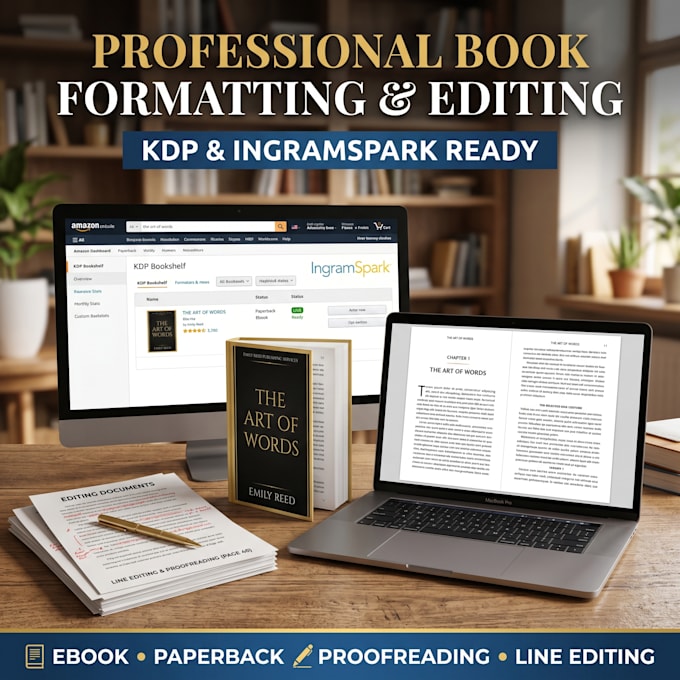 do ebook formatting and book editing and KDP