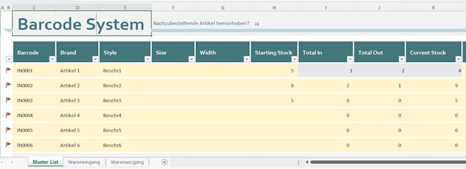 design professional excel barcode system and inventory tracker