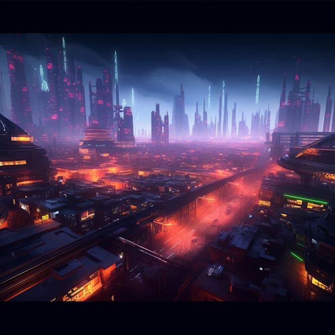 create a cyberpunk city for you