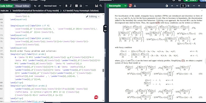typeset mathematical equations in latex and overleaf