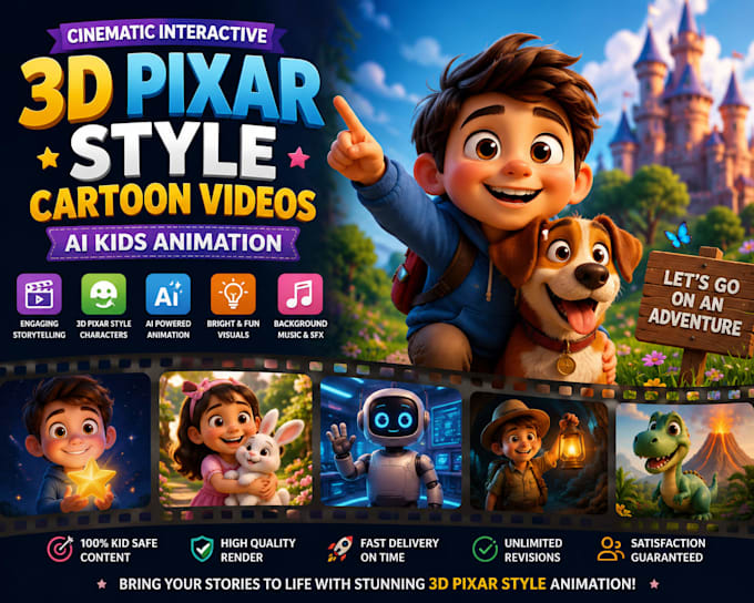 Pixar Animation Rig Create cinematic interactive 3d pixar style cartoon videos, ai kids ...