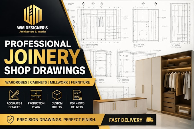 create joinery shop drawings for wardrobes and cabinets