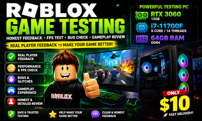 test your roblox game and give honest feedback