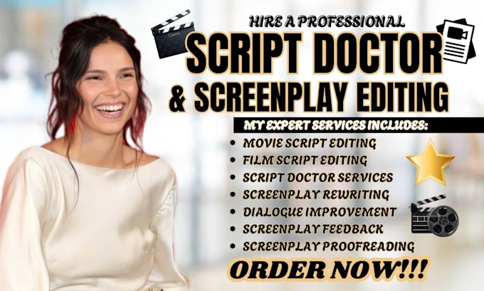 edit movie script screenplay, script doctor proofreading and rewriting, youtube