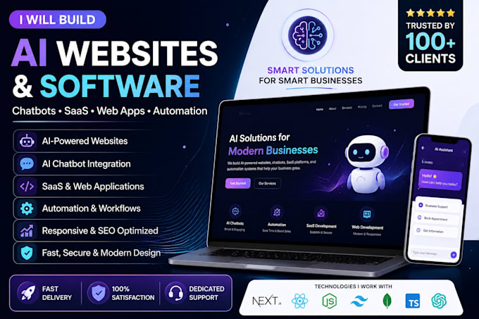 build ai website, ai saas software, chatbot, automation web app