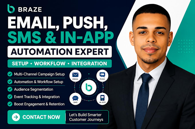 setup braze email push SMS in app messaging automation campaign workflow