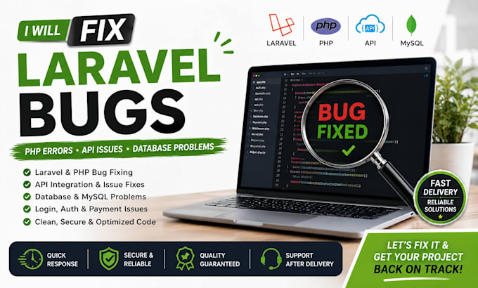 fix laravel bugs, PHP errors, API issues, and database problems