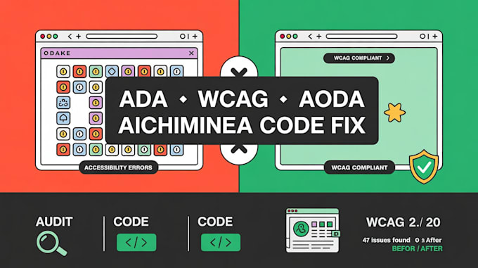fix your website to be fully wcag, ada and aoda compliant with clean code