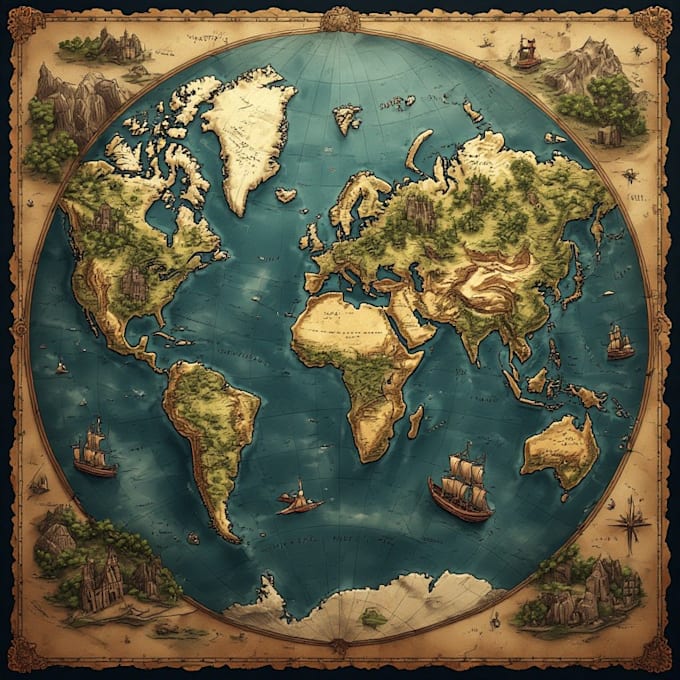 create event, tourist, and fantasy map illustration