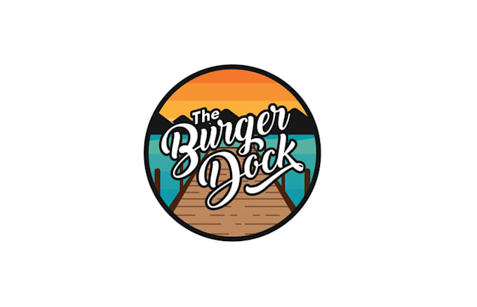 design burger dock set sail logo