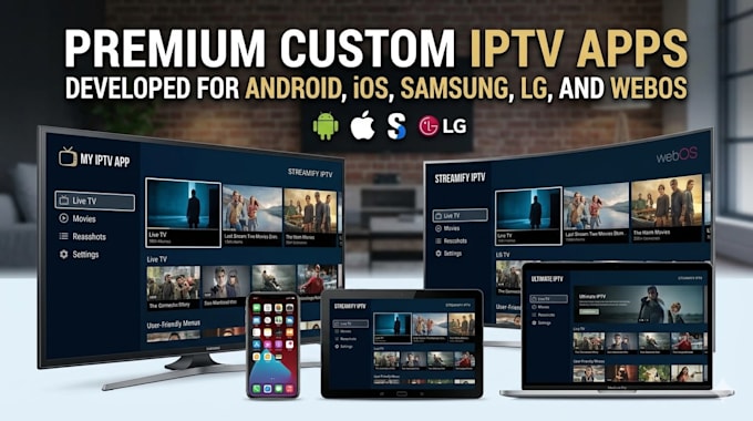 develop latest custom iptv app for android ios samsung lg webos with backend dev
