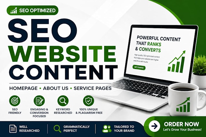 write SEO website content for homepage, about us and service pages