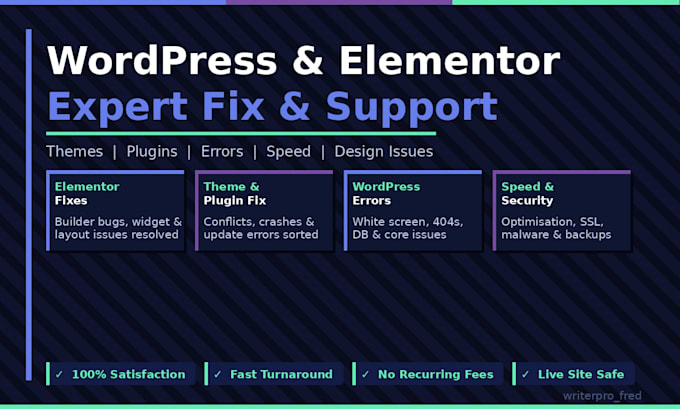 fix your elementor, wordpress theme, plugin, and any website issue fast