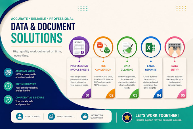 create professional invoice sheets, excel reports and do data entry tasks