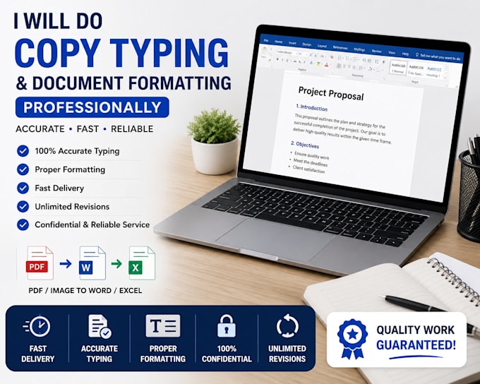 do copy typing and document formatting professionally
