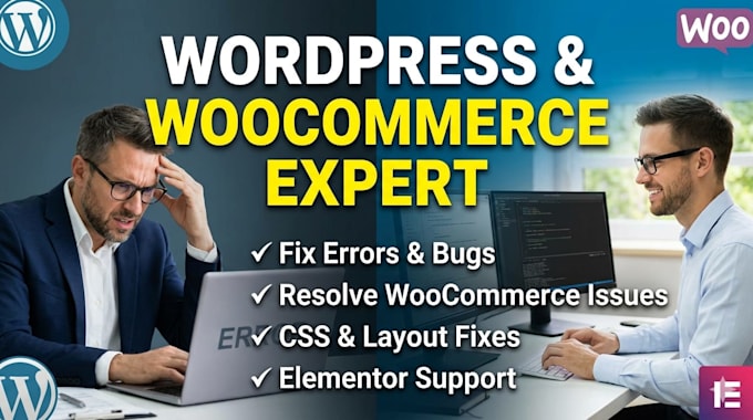 fix wordpress errors, woocommerce issues, bugs, css, wp help, elementor errors
