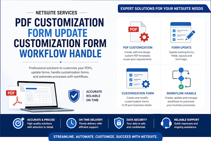 do netsuite PDF customization, forms, workflows, and custom development