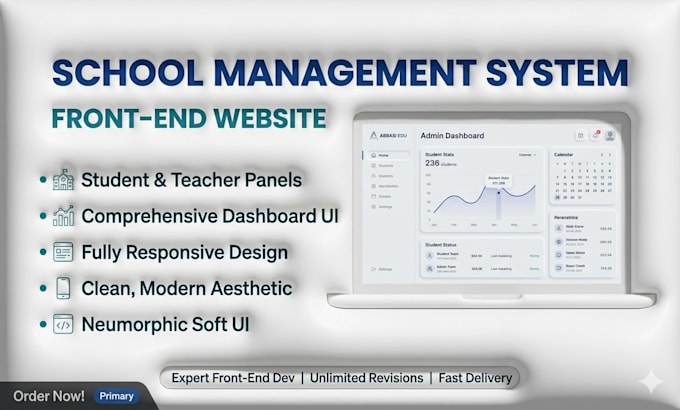 design a modern school management system front end website