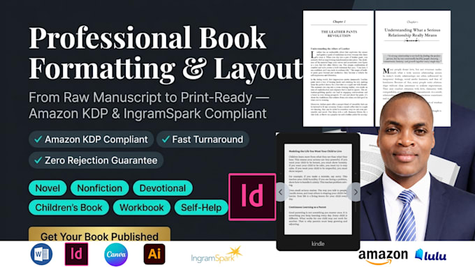 expert adobe indesign book formatting, indesign KDP format fiction typesetting