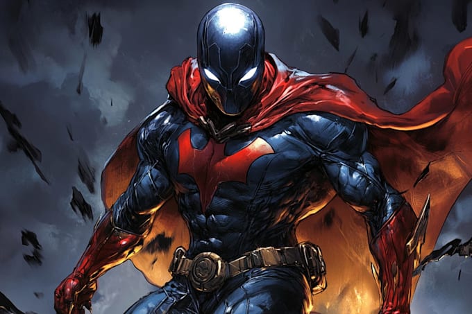 illustrate a superhero comic and marvel character