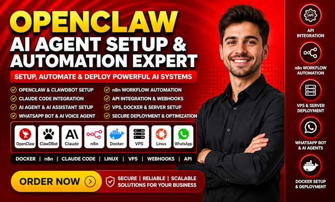 setup openclaw ai agent, n8n automation, vps, whatsapp bot, claude ai workflow